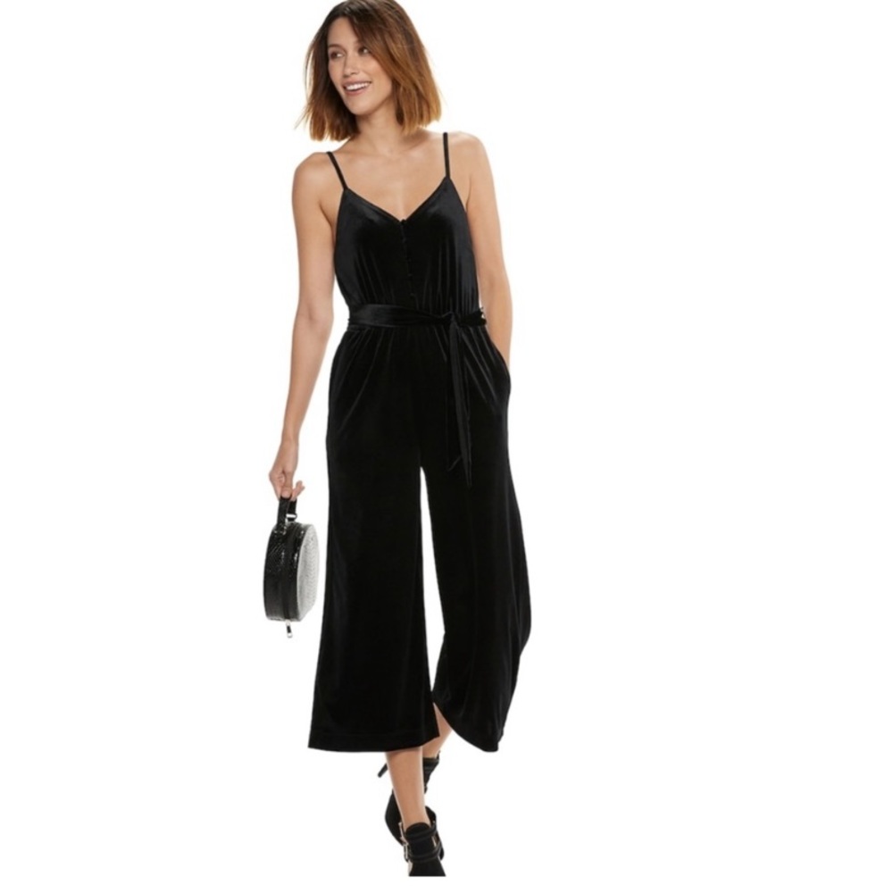 Popsugar velvet-type wide-leg jumpsuit